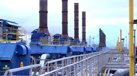 Gas Processing Plant Stock Footage 10838463