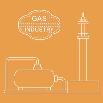 Gas processing plant. Gas storage tank. Stock Illustration