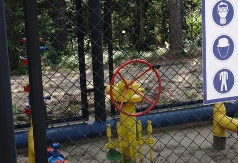 Gas processing plant with pipe line valves Stock Photos