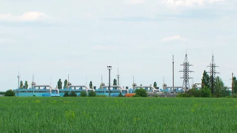 Gas processing plant for wheat field Stock Footage 140222553