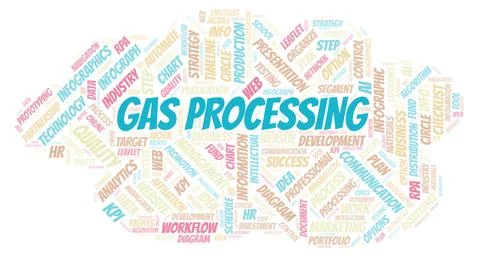 Gas Processing typography word cloud create with the text only. イラスト素材