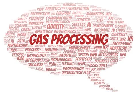 Gas Processing typography word cloud create with the text only. イラスト素材