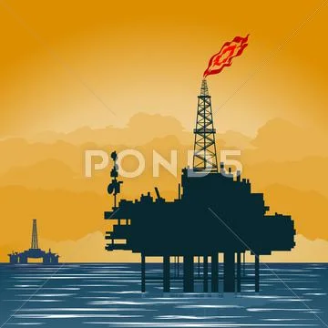 Gas production platform Stock Illustration
