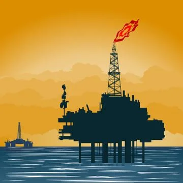Gas production platform Stock Illustration