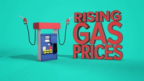 Gas Pump With Animated Handle and Rising Gas Prices Text Stock Footage 202098101