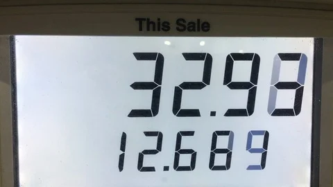At the Gas Pump Dial Vídeos de archivo 100698185