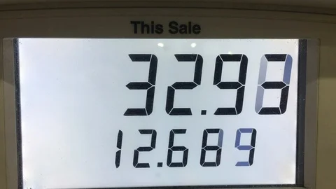 At the Gas Pump Dial - Wider Vídeos de archivo 100698003