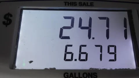 Gas pump display counting the fuel being pumped. Stock Footage 330820679