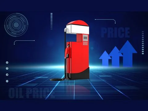 Gas pump with growing chart. Stock Illustration