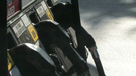 Gas Pump Nozzles Stock Footage