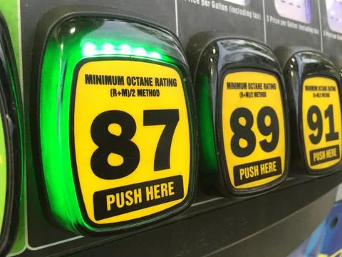 Gas pump octane buttons Stock Photos