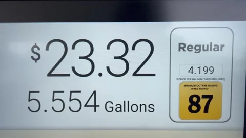 Gas Pump Screen Displaying Gallons and Total Price Counting Up Stock Footage 346319442