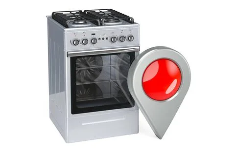 Gas range with map pointer, 3D rendering Illustrazione stock