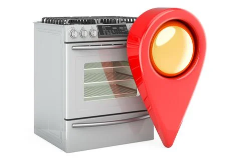 Gas range with map pointer. 3D rendering Stock Illustration