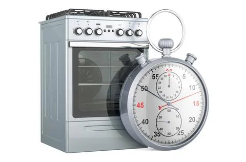 Gas range with stopwatch, 3D rendering Gas range with stopwatch, 3D render... 스톡 사진