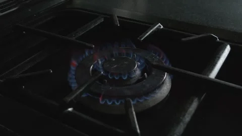 Gas ring blue flame close up slow motion stock footage Stock Footage 310752265