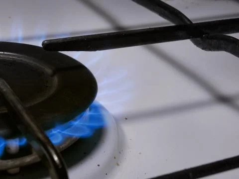Gas ring stove in work Foto stock
