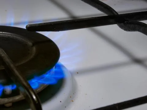 Gas ring stove in work Stock Photos