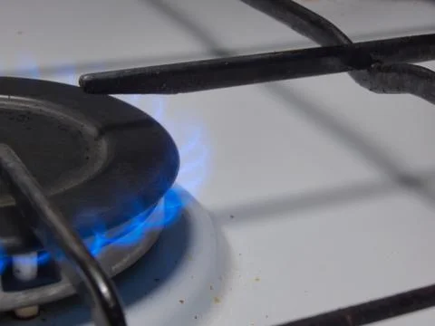 Gas ring stove in work Stock Photos