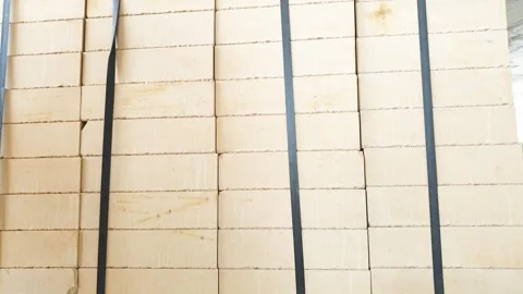 Gas silicate blocks. Building blocks. Building material for industrial building. Stock Footage 248614664