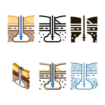 Gas simplified entry into ground icon vector outline Stock Illustration