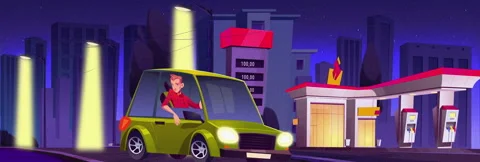 Gas station animation After Effects素材