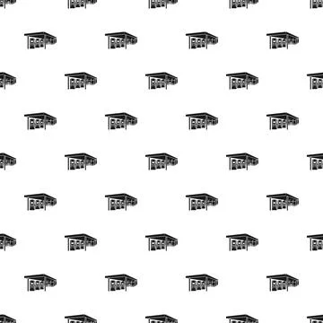 Gas station building seamless pattern repeating background Illustrazione stock