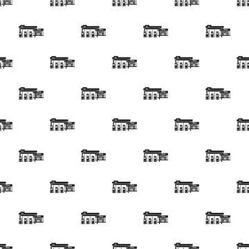 Gas station building symbols pattern on white background Stock Illustration