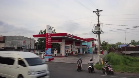 Gas station in Java Indonesia. Filling gas stations at gas stations Stock Footage 219603691