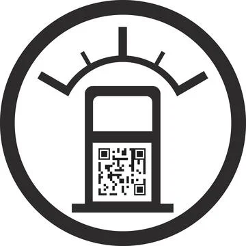 A gas station with a QR code. Vector image. 库存插图