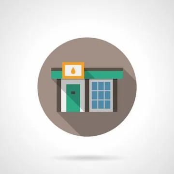 Gas station store round flat color vector icon Stock Illustration