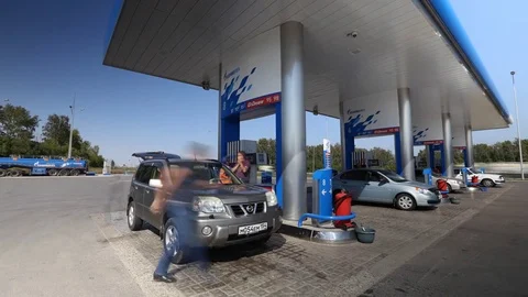 Gas station Time Lapse 스톡 동영상 75169473