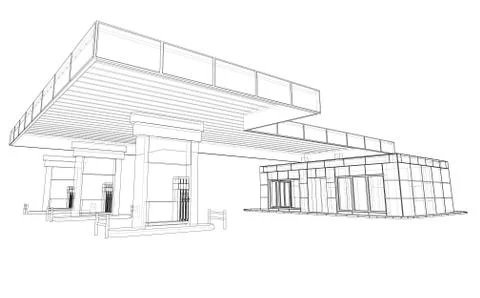 Gas Station. Vector rendering of 3d Stock Illustration
