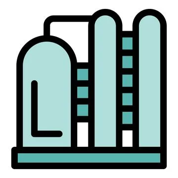 Gas storage facility processing natural resources with large tank and pipes Stock Illustration
