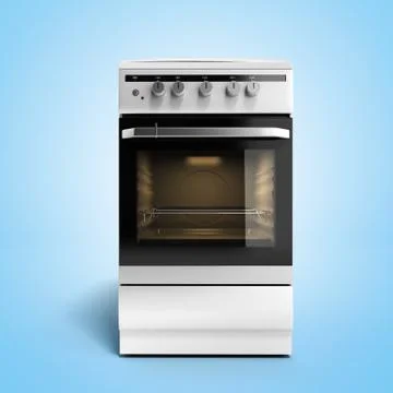 Gas stove 3d render on blue gradient background Stock Illustration