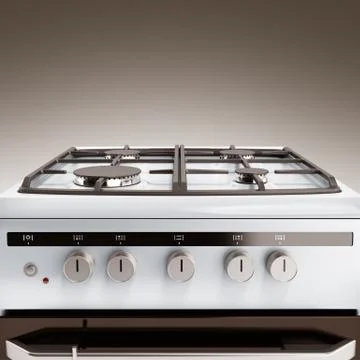 Gas stove 3d render on grey background Stock Illustration