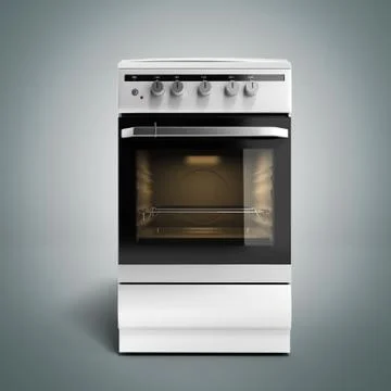 Gas stove 3d render on grey gradient background Stock Illustration