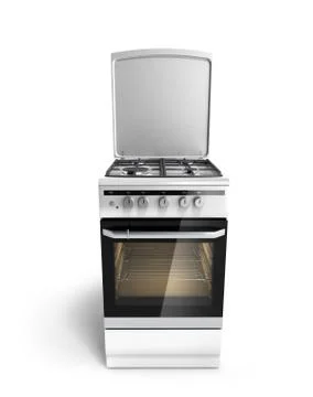 Gas stove 3d render isolated on a white background Illustrazione stock