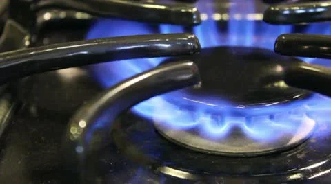 Gas stove burner flame Stock Footage