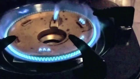 Gas stove burner ignition sequence Stock Footage 294397011