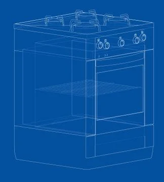 Gas stove concept. Vector Stock Illustration