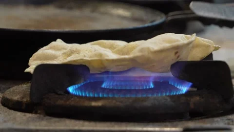 Gas Stove Flame with Blue Fire Ring Close-Up Stock Footage 333594852