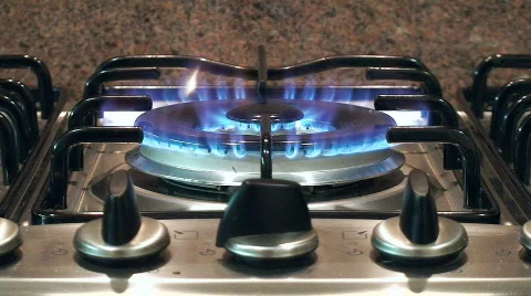 Gas stove flames in the kitchen Stock Footage 325655