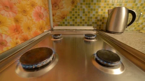 Gas stove in home. Stock Footage 75751745