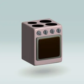 Gas stove isolated vector 3d icon. gas stove 3d illustration. Illustrazione stock