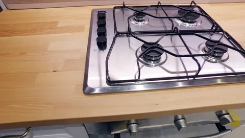 Gas stove in the kitchen Stock Footage 79238420