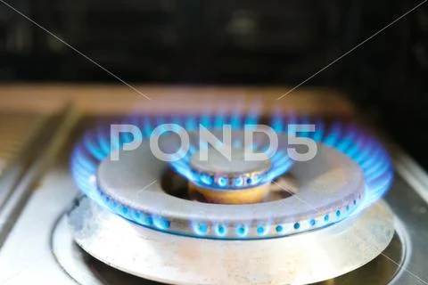 Gas stove machanic in the kitchen ring fire for cook and danger Stock Photos
