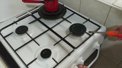 Gas is switching on Stock Footage 134344979