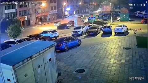 Gas tank explodes in car after driver lights cigarette while driving Stock Footage 272983910