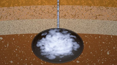 Gas tower rig with pipe drilling into earth . 3d animation Stock Footage 116052859